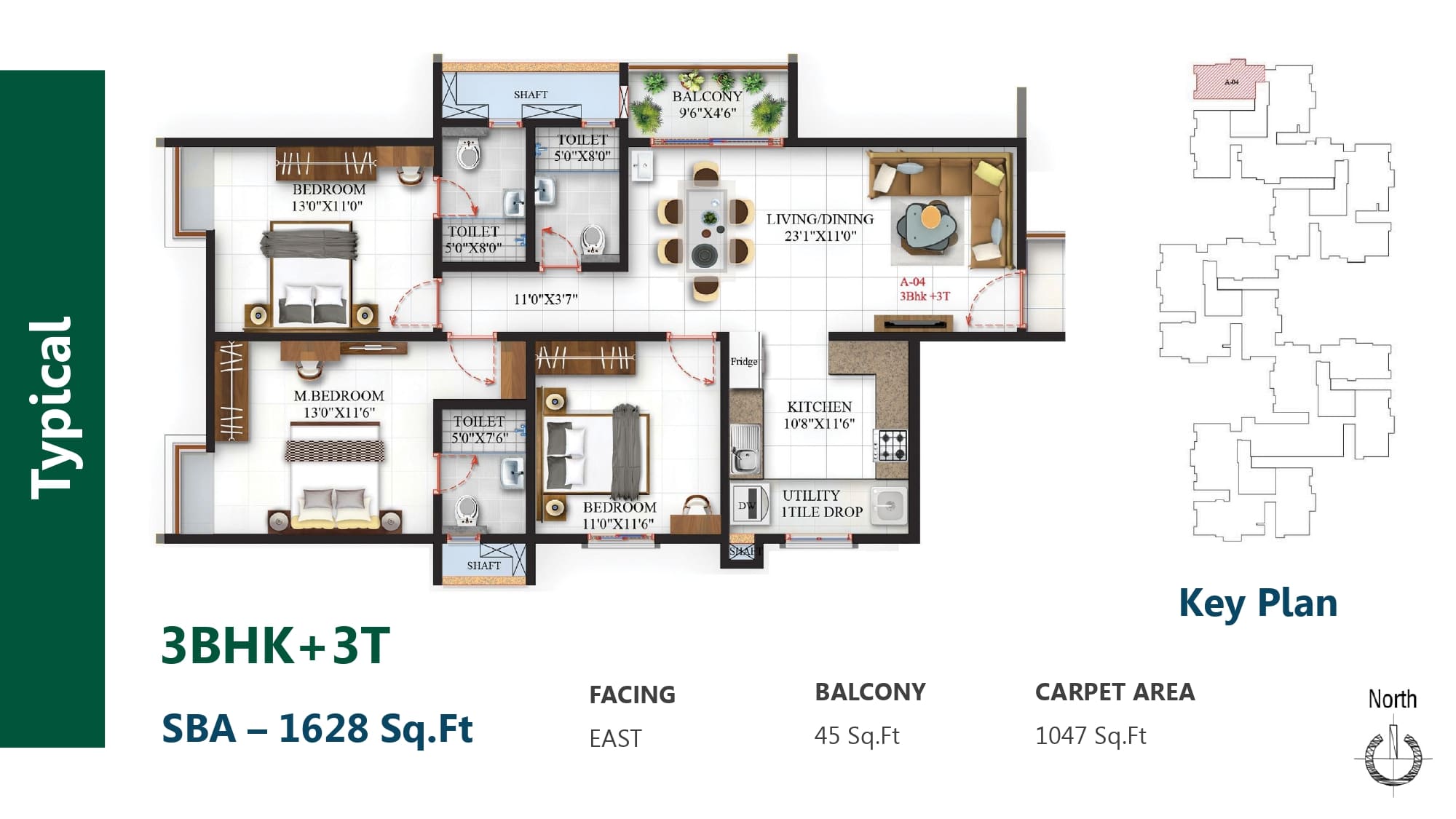 3 BHK Floor Plan